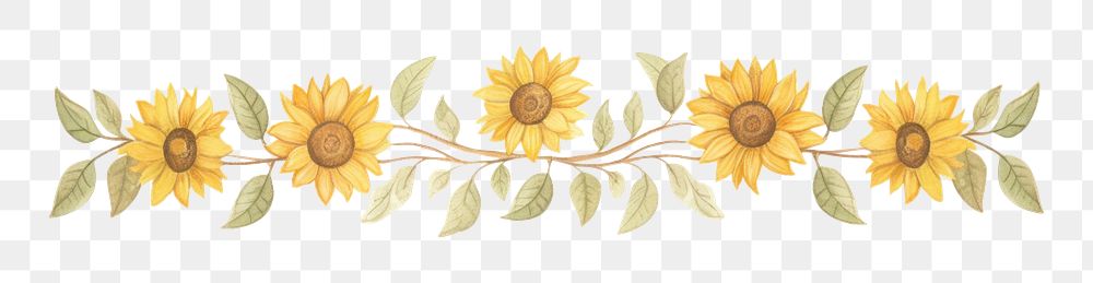 PNG Sunflower symmetric watercolor illustration pattern plant white background.