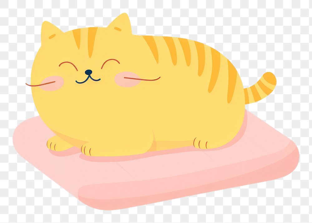 PNG Cat napping on the pillow cartoon animal mammal. 