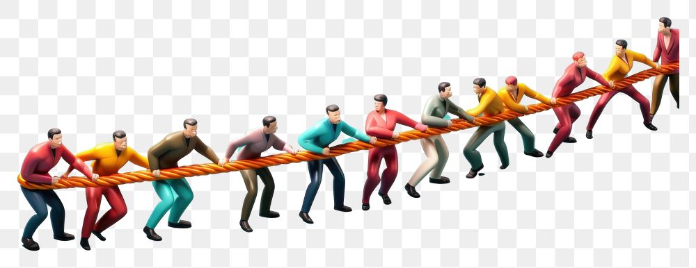 PNG  Group of men pulling line cartoon adult togetherness. AI generated Image by rawpixel.