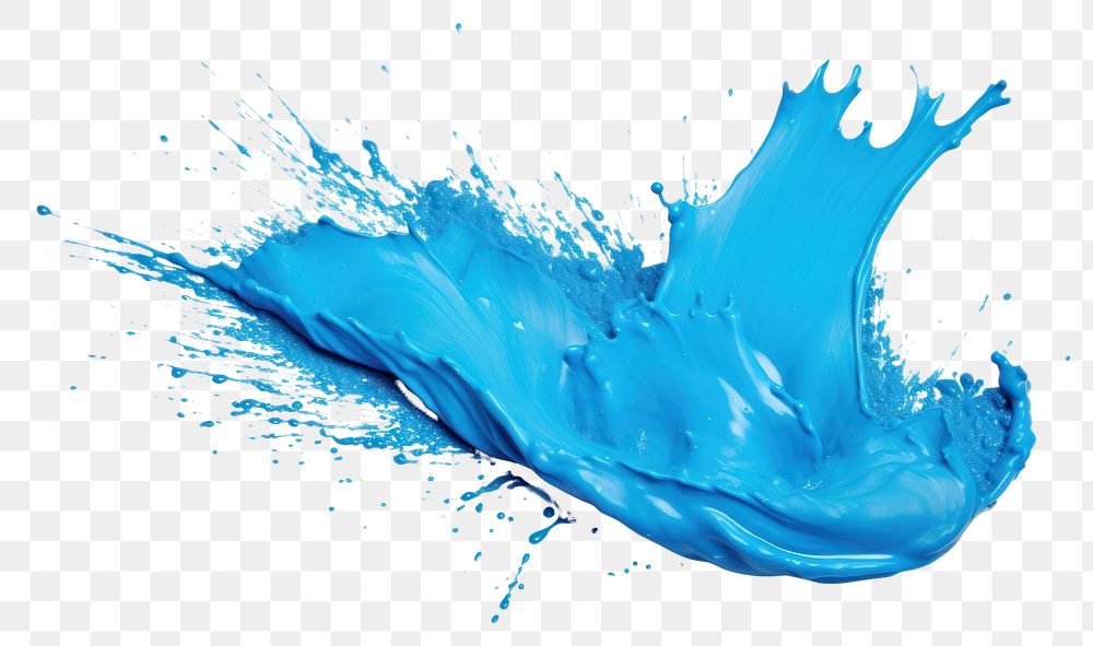 PNG Splash blue paint white background splattered.