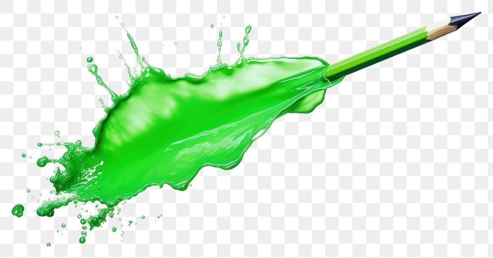 PNG Splash green paint pen white background.