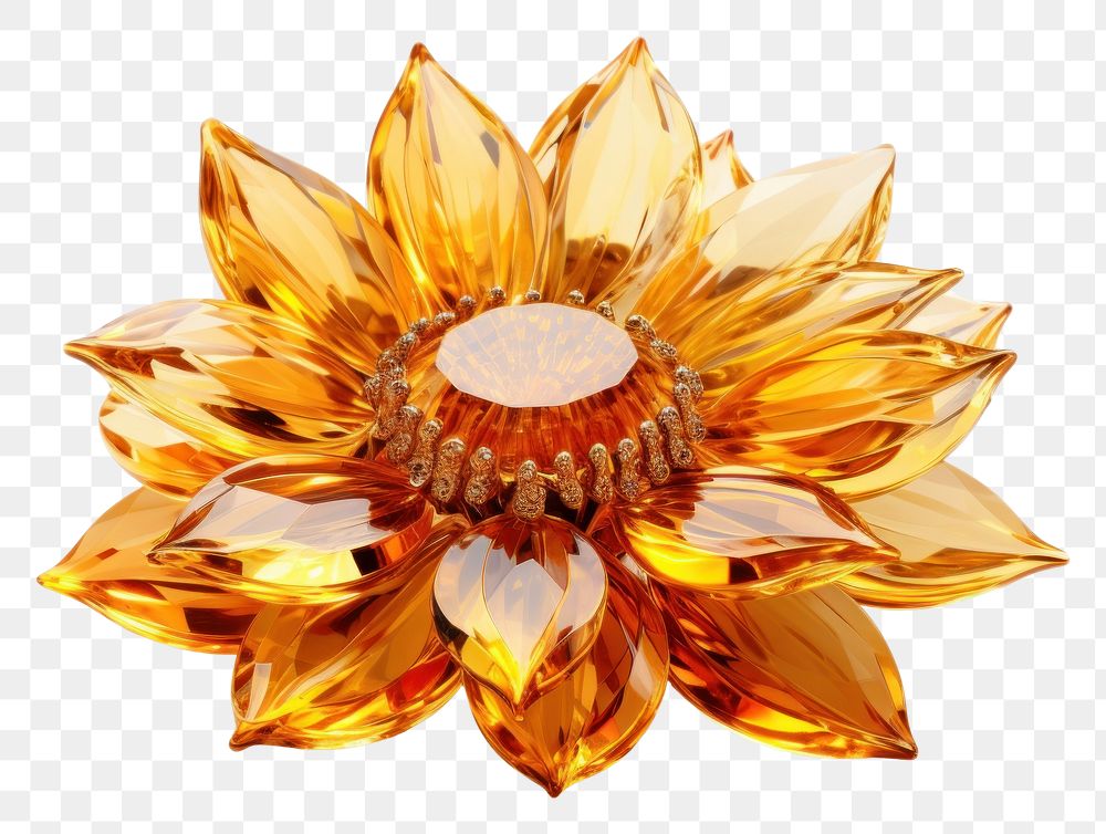 PNG  Crystal spring sunflower warm color gemstone jewelry brooch.