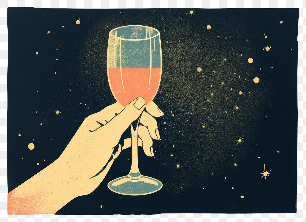PNG  Champagne glass astronomy holding drink.