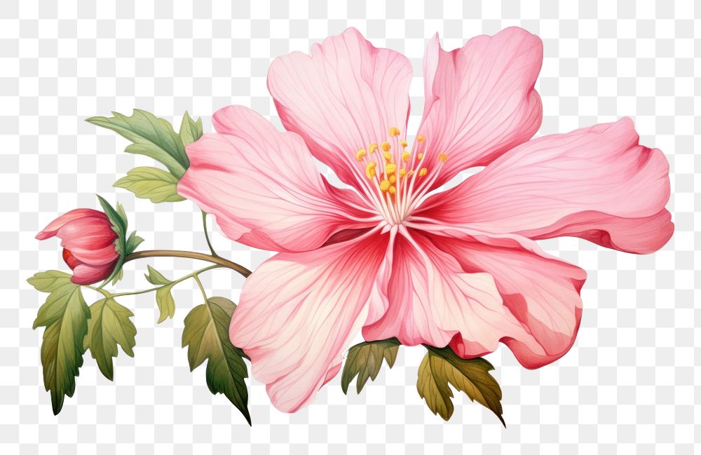PNG Pink flower hibiscus blossom plant.