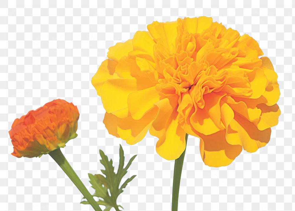 PNG  Marigold Floral Photography flower marigold outdoors.