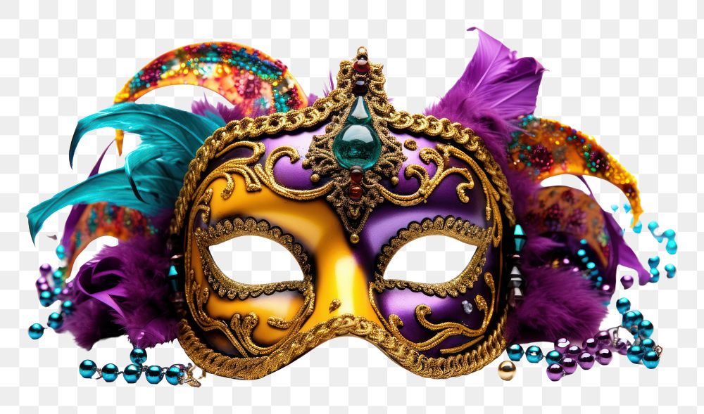PNG Mardi gras carnival jewelry white background.