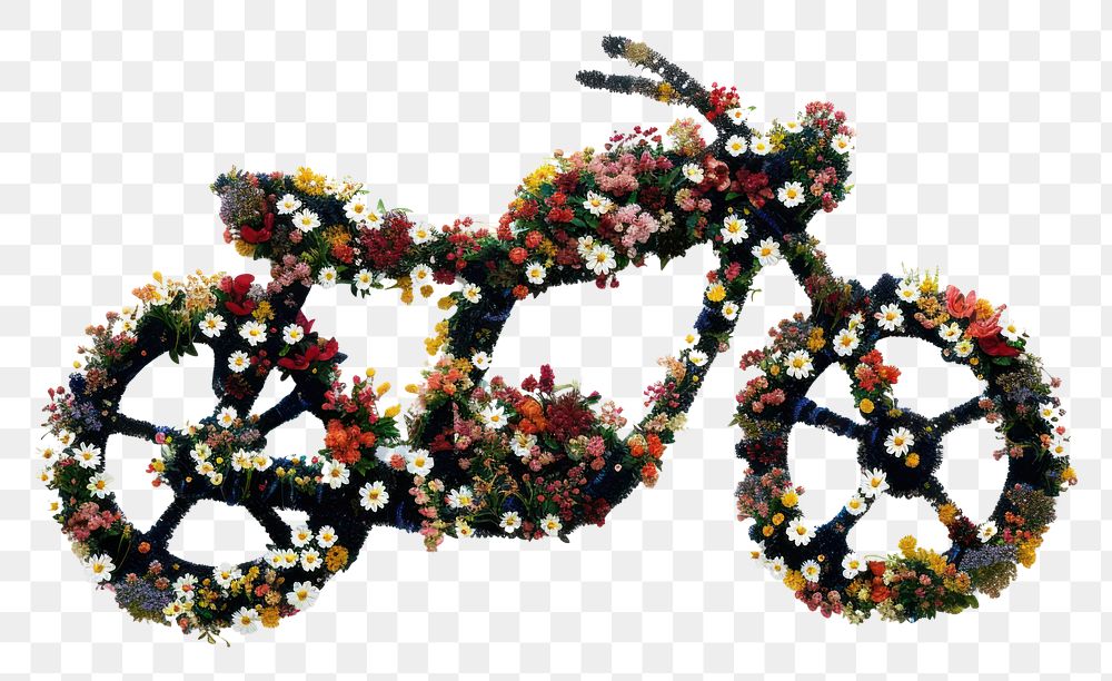 PNG Flat flower motorcycle silhouette shape jewelry plant art.