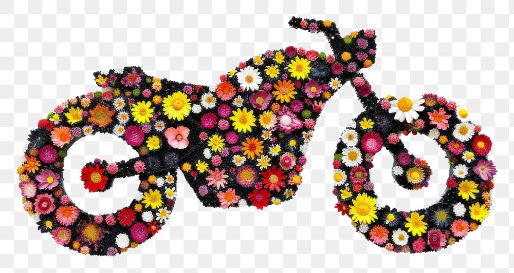 PNG Flat flower motorcycle silhouette shape jewelry art bling-bling.