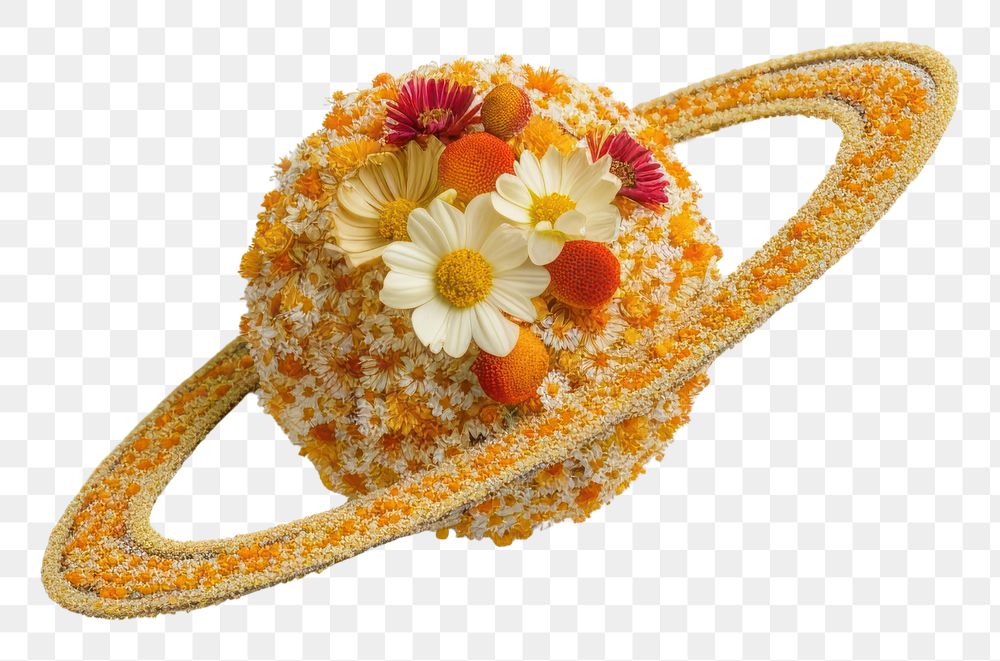 PNG Flat flower saturn shape jewelry bling-bling celebration.