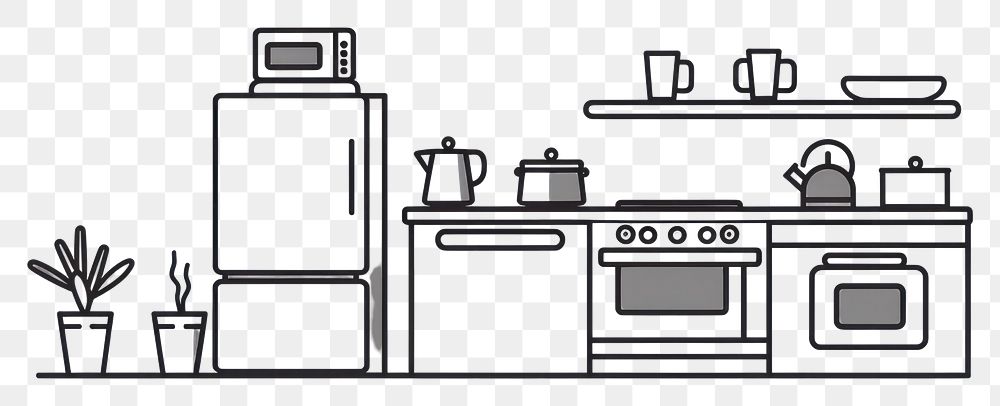 PNG Kitchen room appliance line refrigerator.