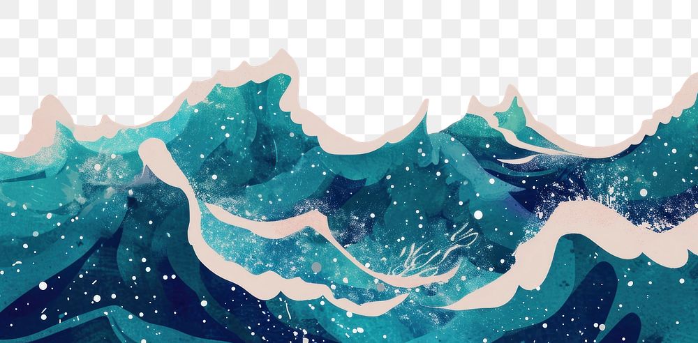 PNG Cute sea wave illustration painting outdoors nature.
