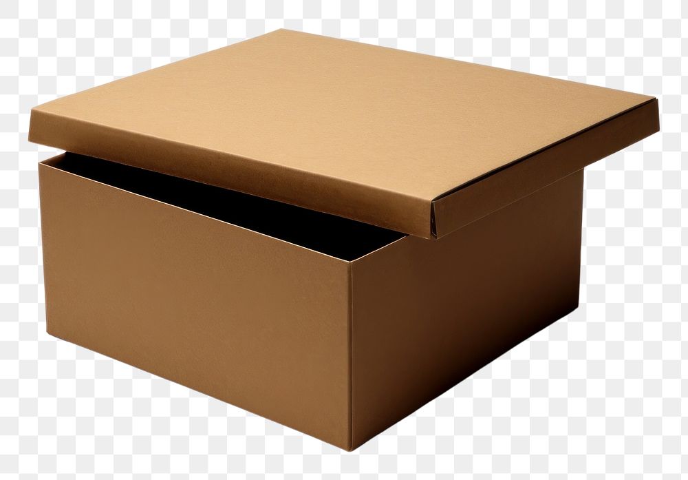 PNG  Brown box open cardboard carton white background.