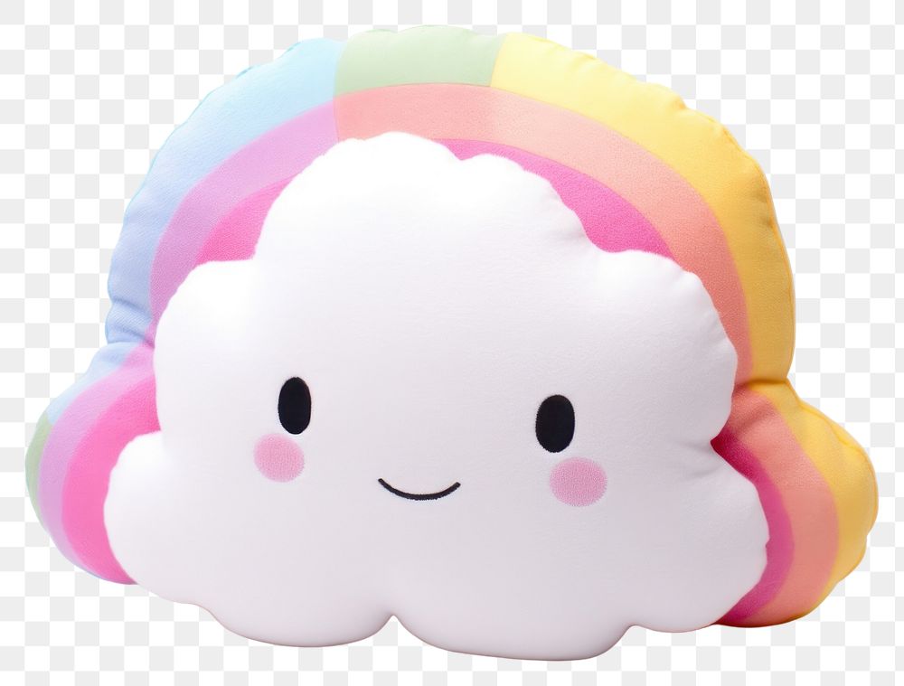 PNG Stuffed doll cloud and rainbow plush cute toy.