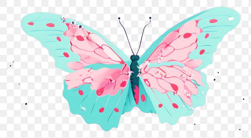 PNG 2d minimal aesthetic flat vector illustration a butterfly animal insect plant.