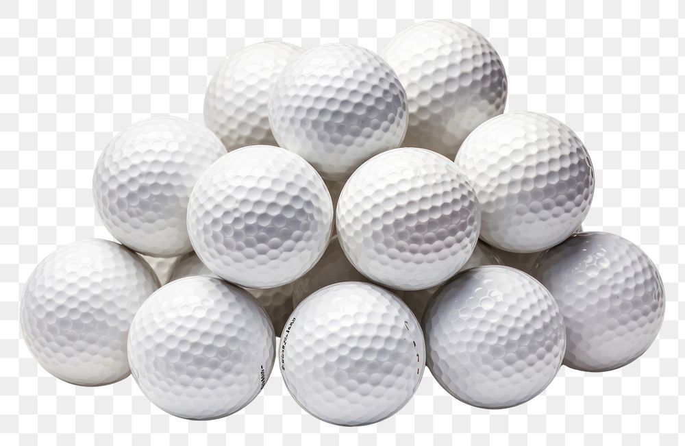 PNG  White golf balls sports white background recreation.