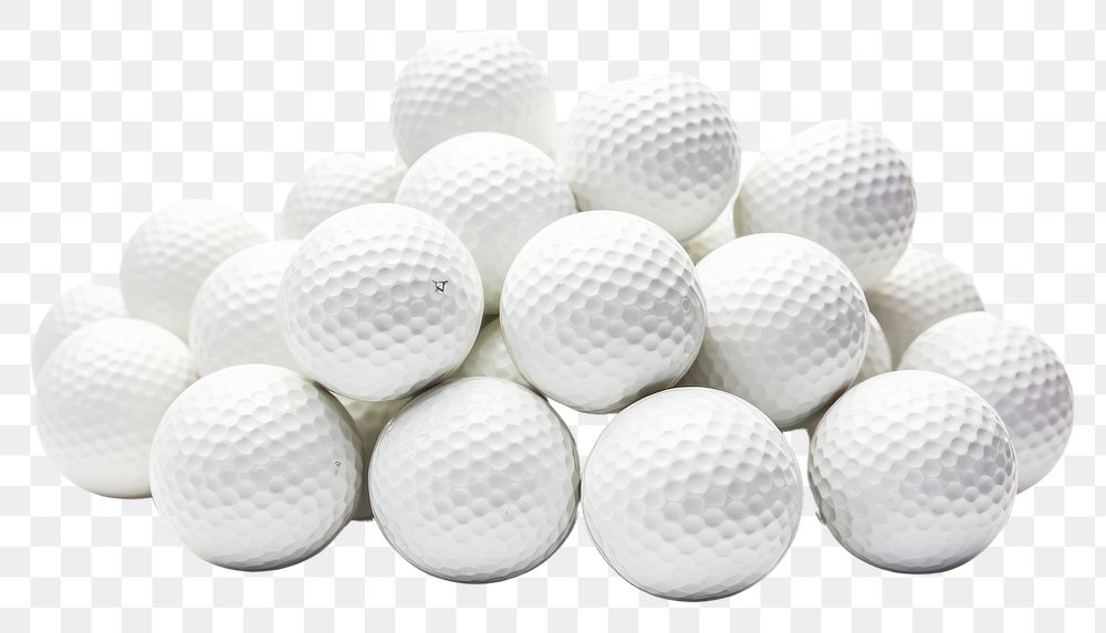 PNG  White golf balls sports white background recreation.