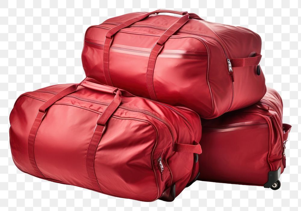 PNG  Big Red travel baggages suitcase luggage handbag.