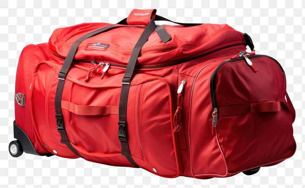 PNG  Big Red travel baggages suitcase luggage red.