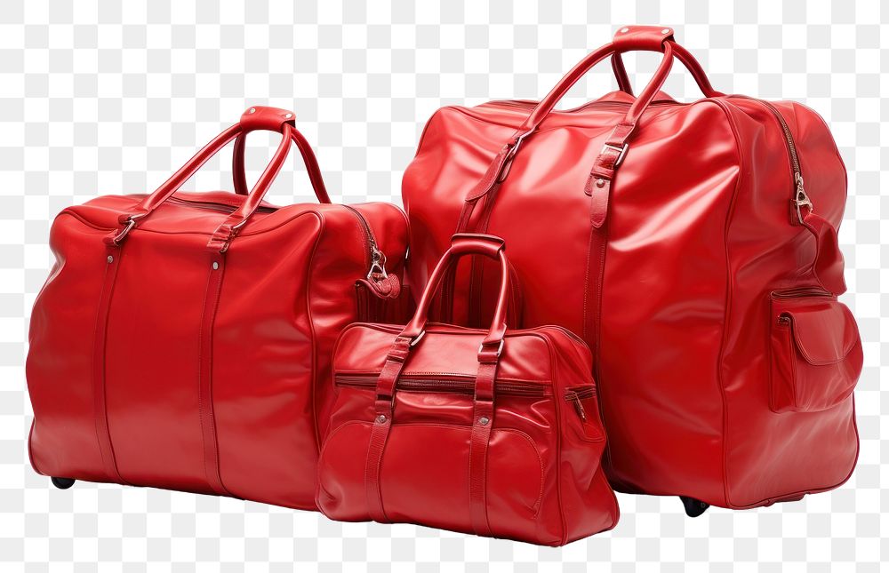 PNG  Big Red travel baggages luggage handbag red.