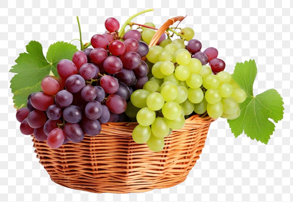 PNG Fruit basket grapes plant food.