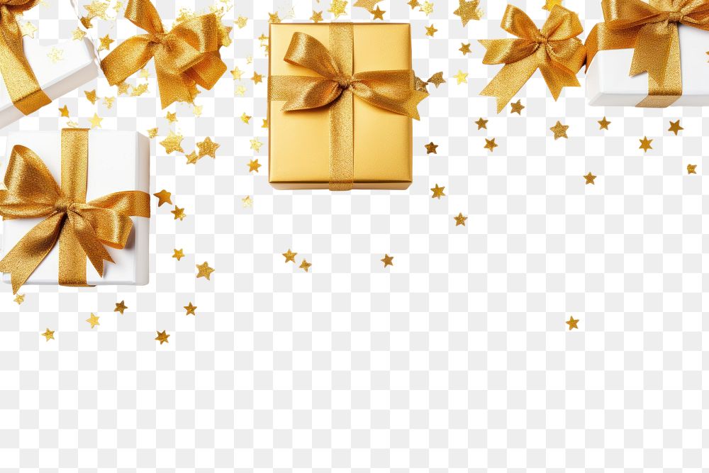 PNG Golden gift boxes backgrounds ribbon bow.