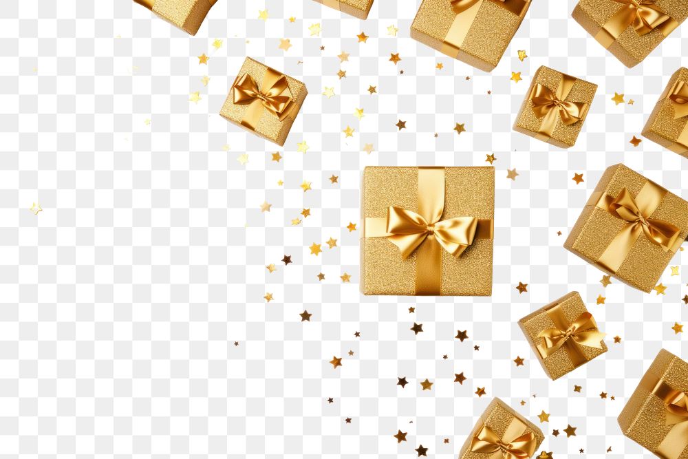 PNG Golden gift boxes backgrounds ribbon bow.