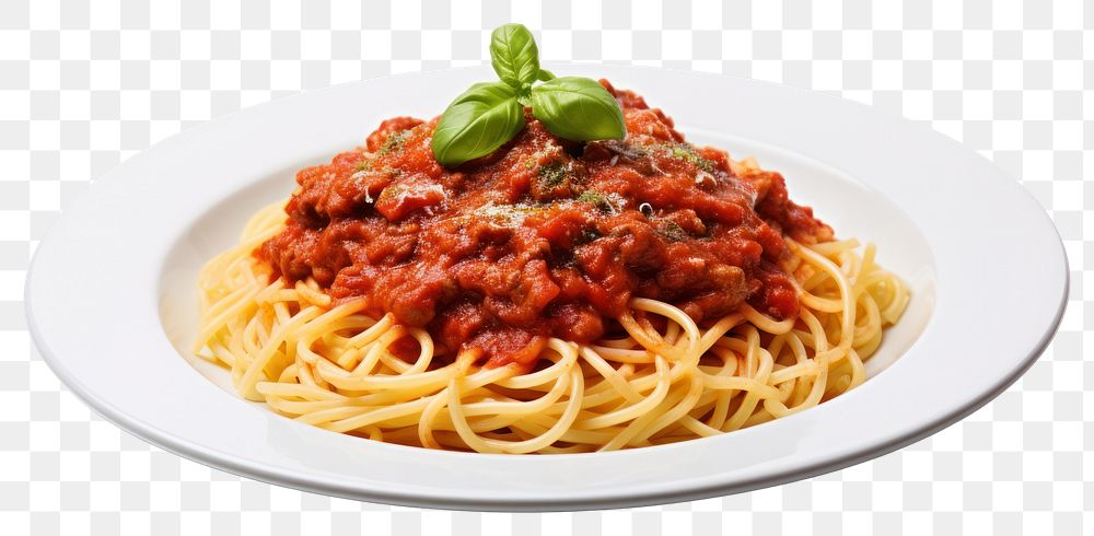 PNG Spaghetti pasta tomato sauce plate.