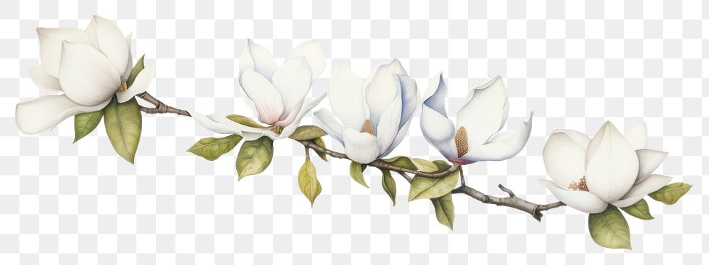 PNG Triple crown magnolia blossom flower plant.