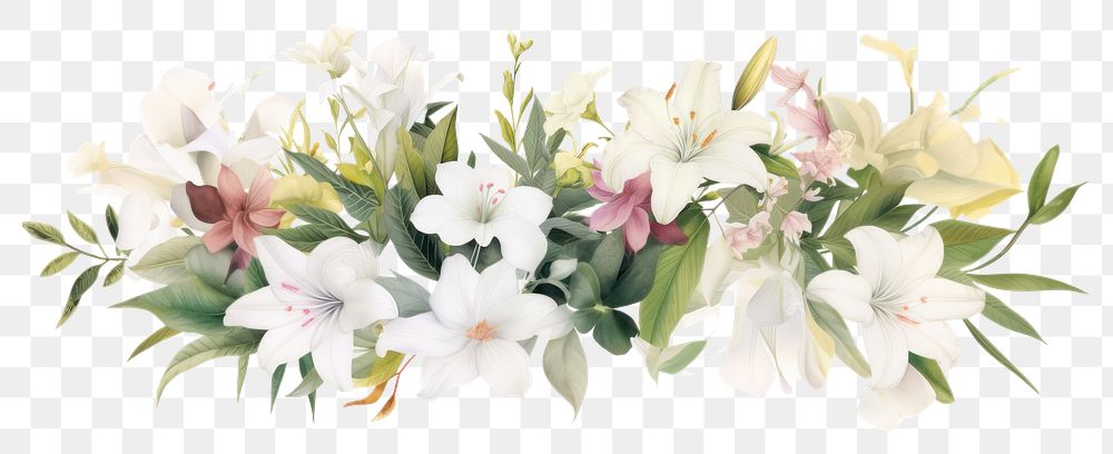 PNG White flowers mix blossom plant white background.