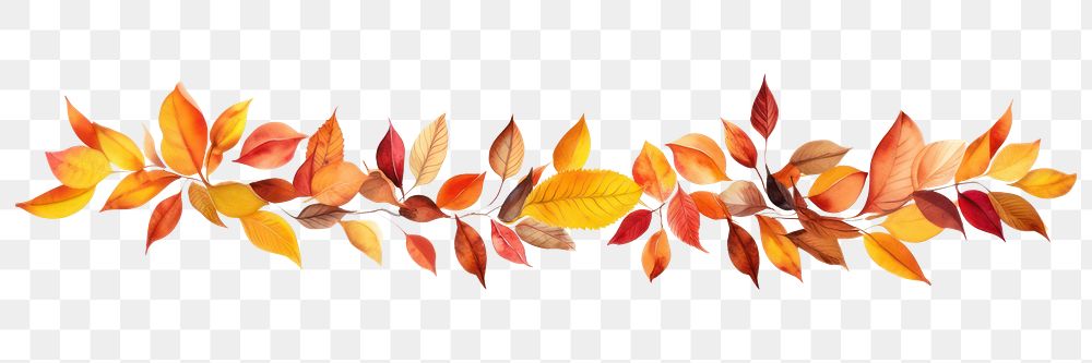 PNG Autumn leaves and coffee plant leaf white background.
