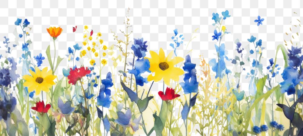 PNG Blue flower garden backgrounds painting outdoors.