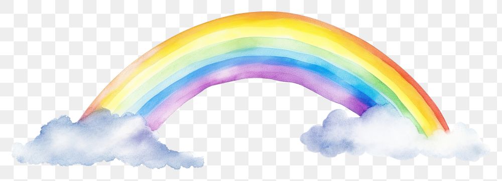 PNG Straight rainbow and clouds nature sky white background.
