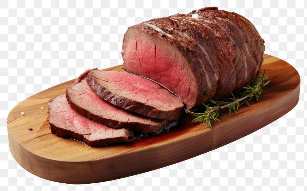 PNG Rare roast beef carving meat food pork. AI generated Image by rawpixel.