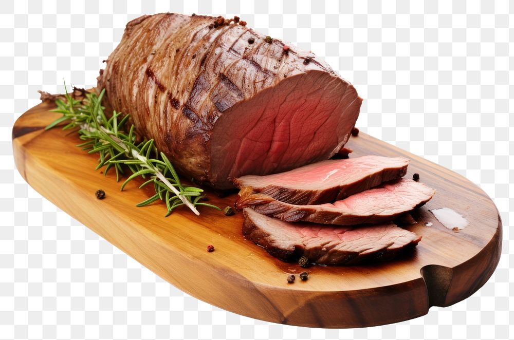 PNG Rare roast beef carving meat food ham. AI generated Image by rawpixel.