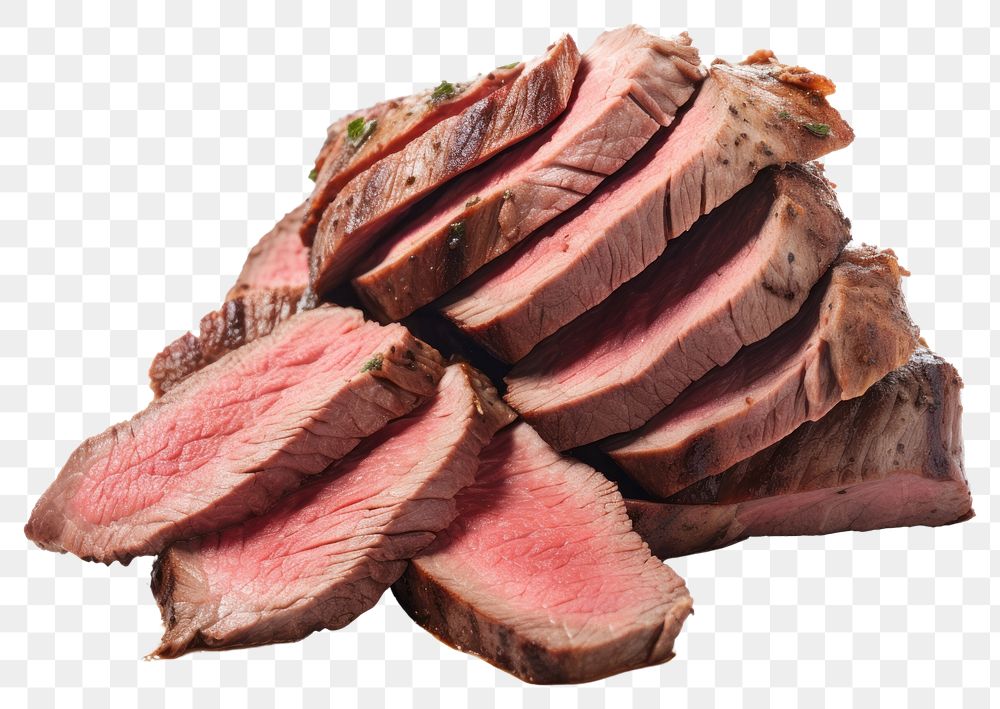 PNG Rare roast beef slices meat food pork. AI generated Image by rawpixel.