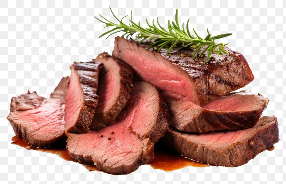 PNG Rare roast beef slices steak meat food. AI generated Image by rawpixel.