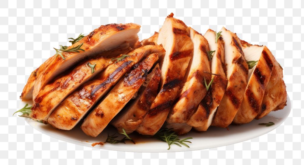 PNG Grilled chicken sliced meat food.