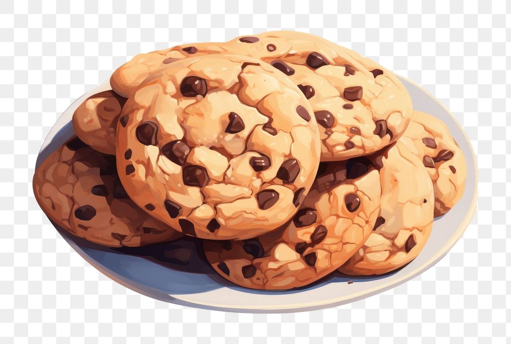 PNG Cookies chocolate chip cookie plate food. AI generated Image by rawpixel.