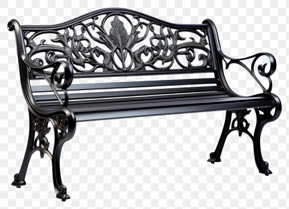 PNG Black bench furniture white background architecture. AI generated Image by rawpixel.