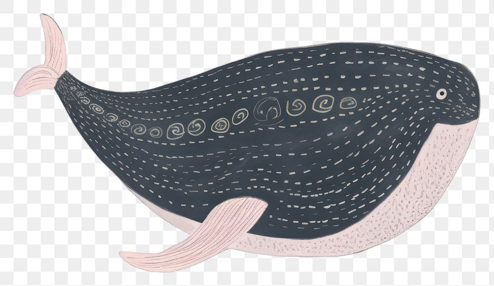 PNG  Chalk style whale animal mammal fish.
