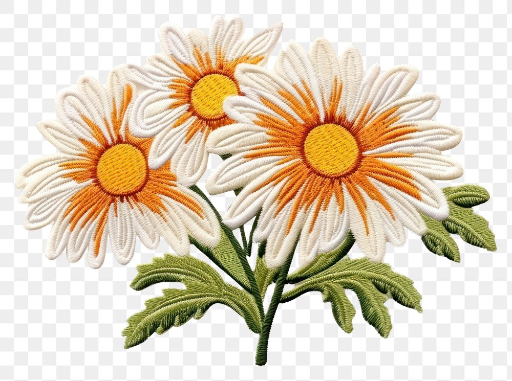 PNG Daisy embroidery pattern flower. | Free PNG - rawpixel