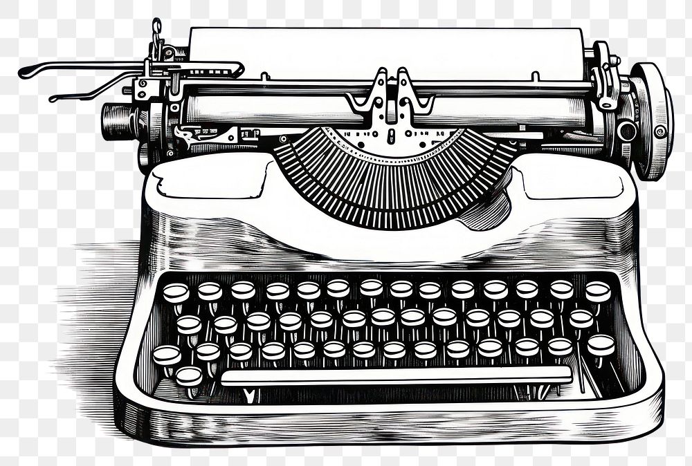 PNG  Typewriter drawing sketch white background.