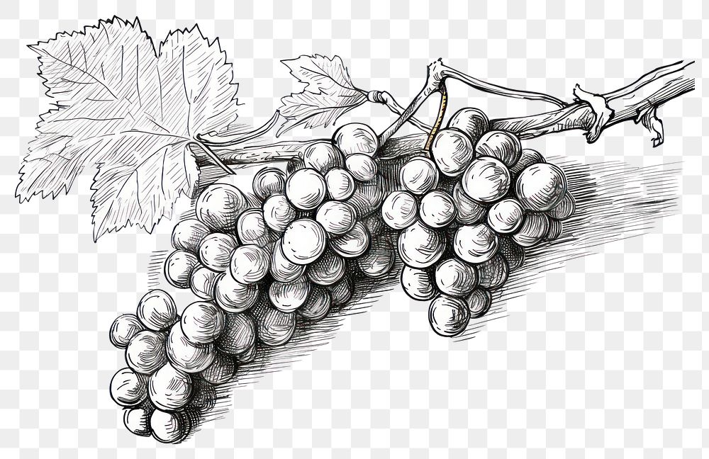 PNG  Wine and grapes drawing sketch plant.