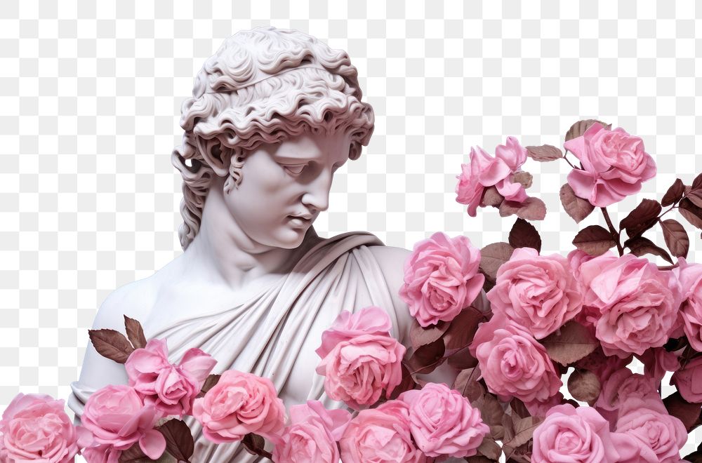 PNG  Sculpture statue rose flower.