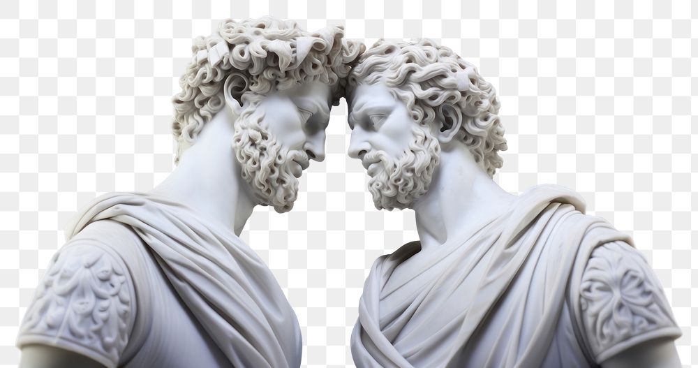 PNG  Greek sculptures kissing statue portrait adult.