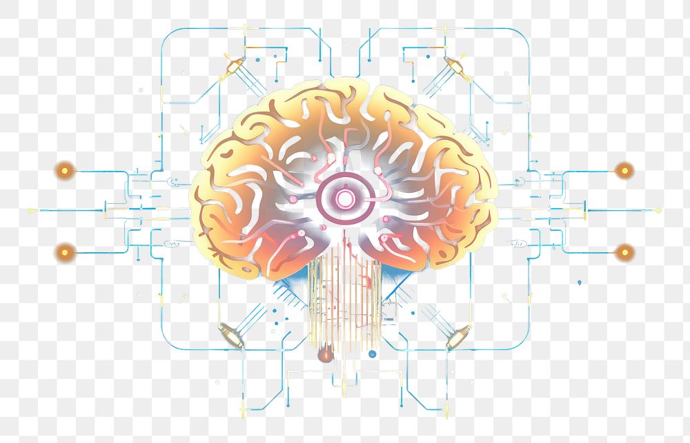 PNG  Ai brain technology cyberspace chandelier. AI generated Image by rawpixel.