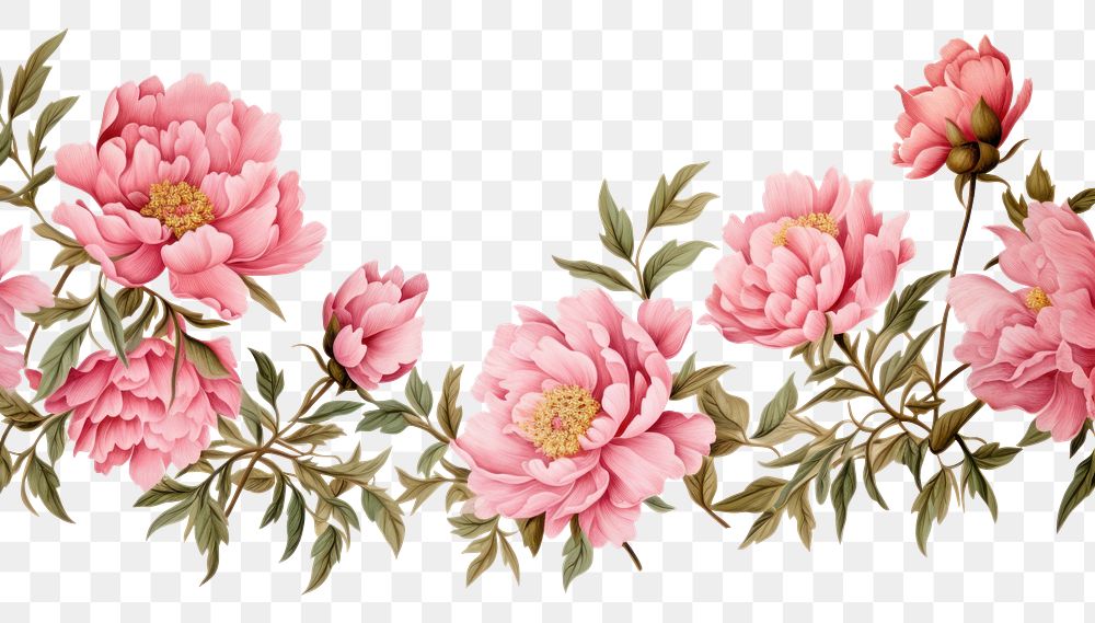 PNG Peony border from bottom blossom pattern flower