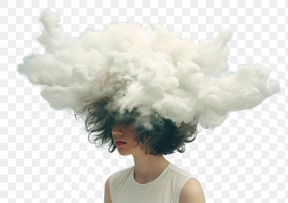 PNG Person with cloud head hairstyle portrait headshot.