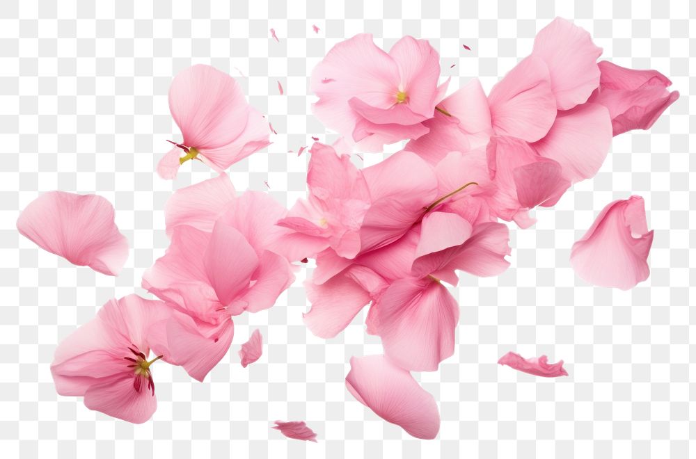 PNG  Pink petals falling blossom flower plant. AI generated Image by rawpixel.