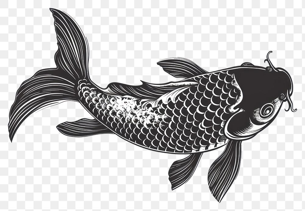 PNG Animal fish monochrome swimming.
